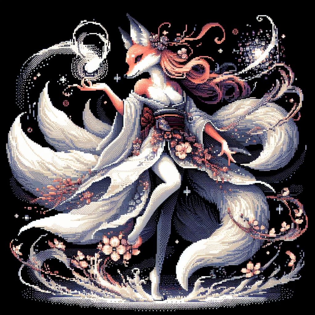 Enchanting Fox Dancer in 16-bit Pixel Art