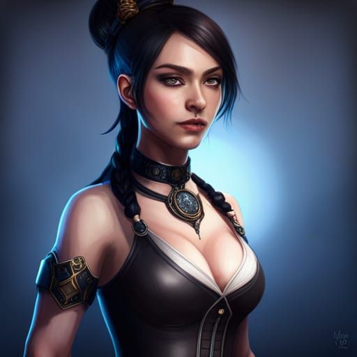 Steampunk Girl Portrait in Gothic Style
