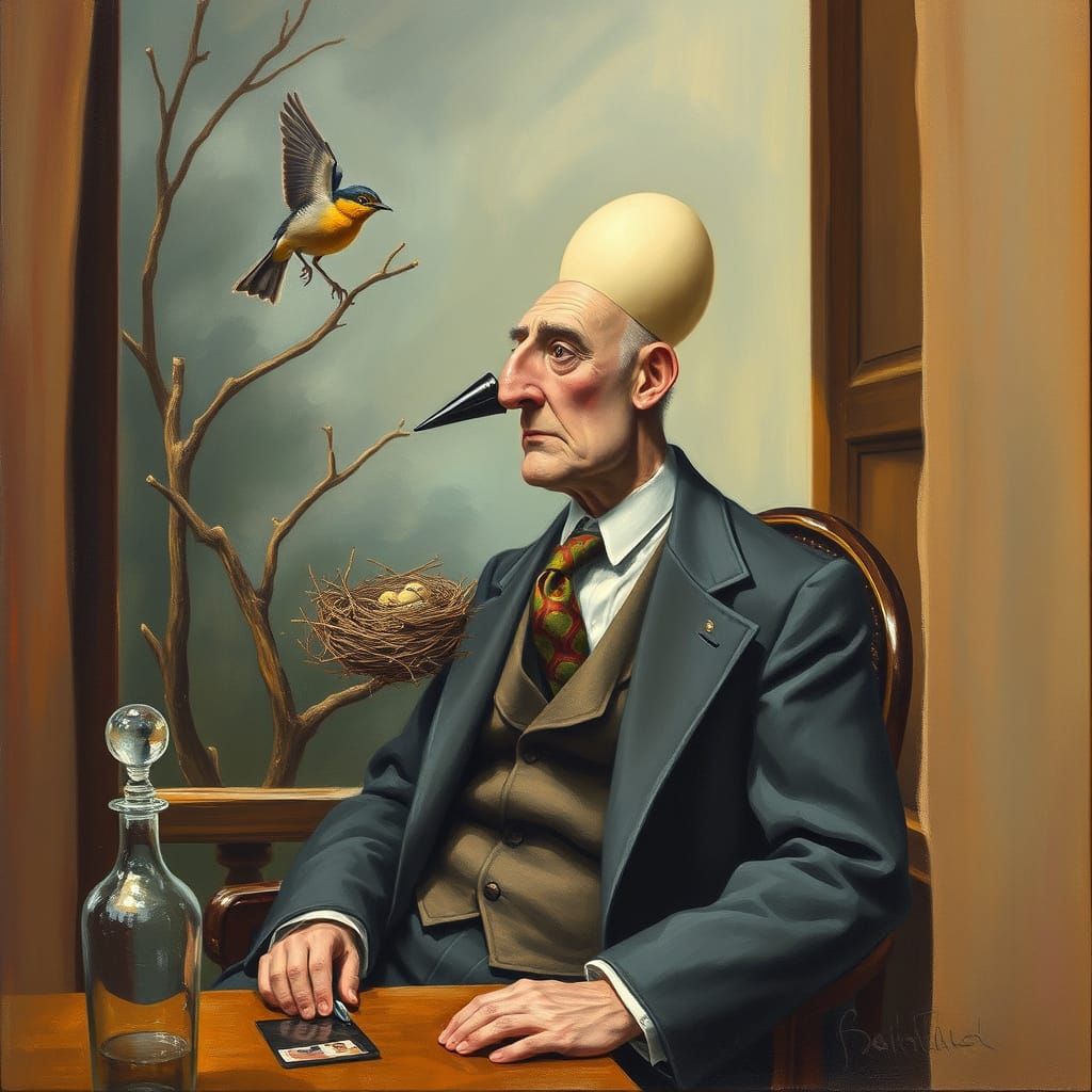 Outside the window a bird was carrying a twig to build its n...