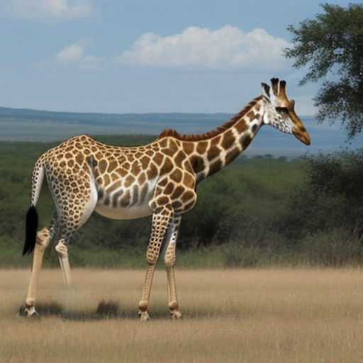 Giraffe and Helicopter in the Savanna