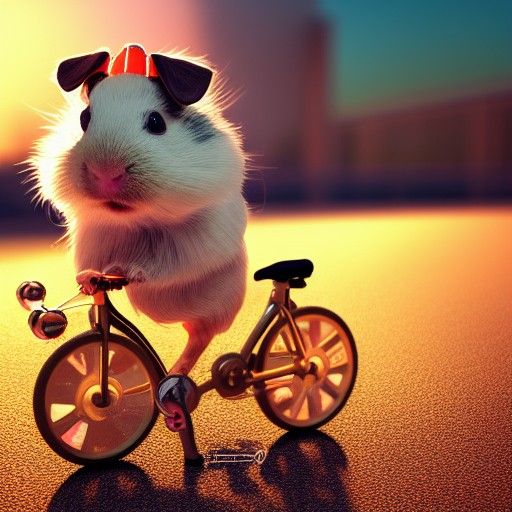 Guinea Pig Dog Hybrid Rides Futuristic Bicycle