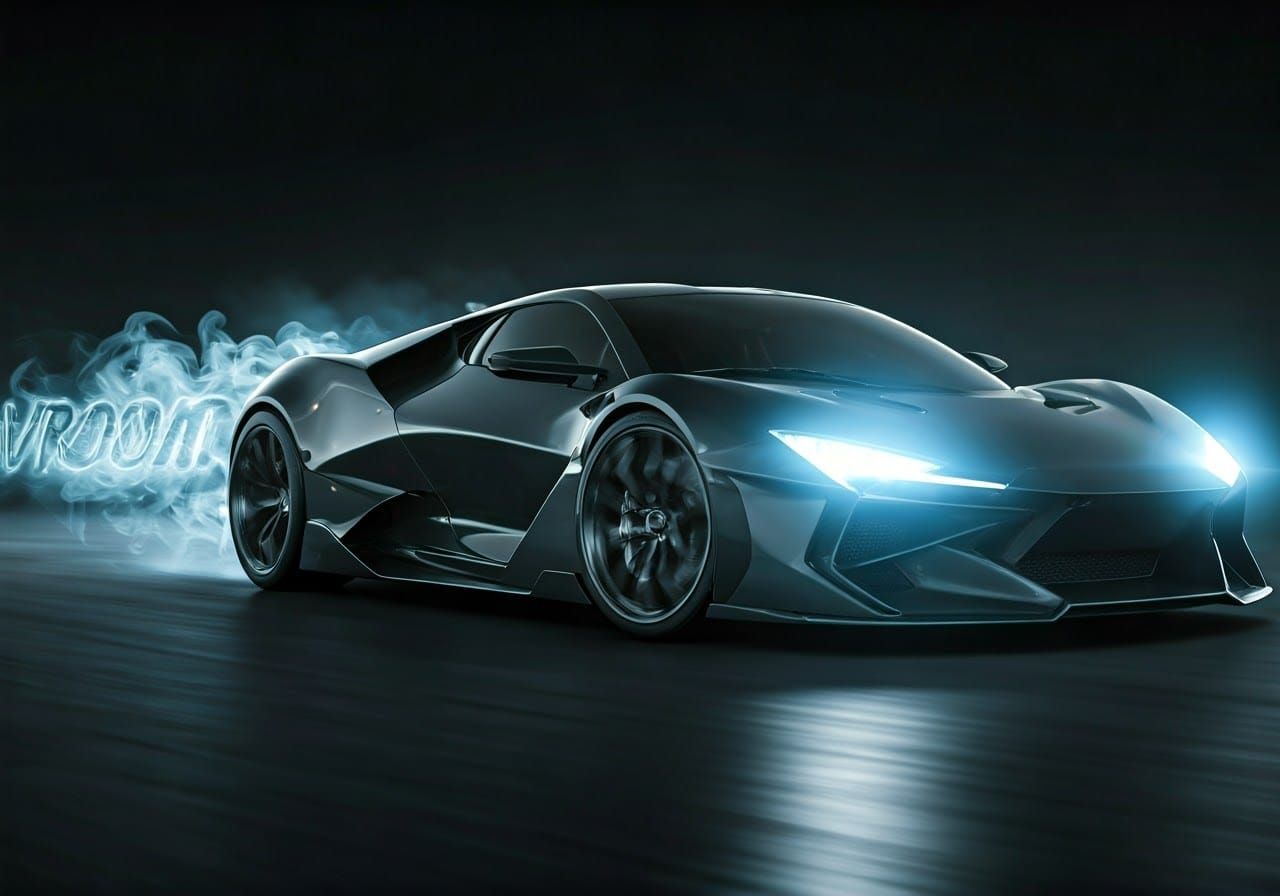 Futuristic Sports Car with Intricate Rims and Sleek Design