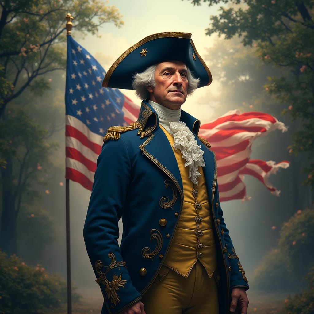 Heroic General Washington in Dreamlike Mount Vernon