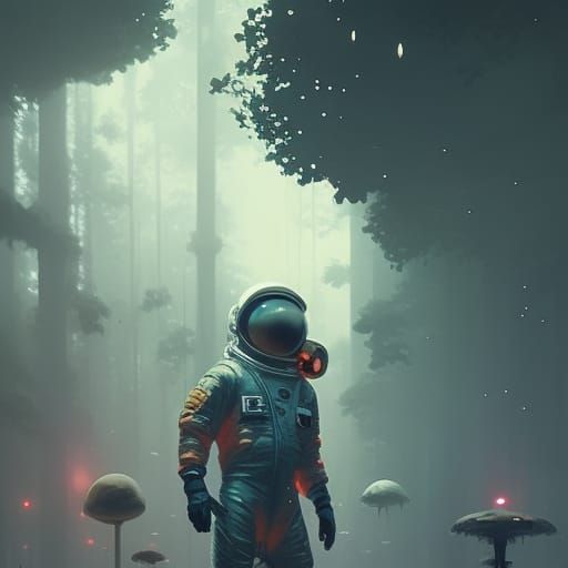 Lost Astronaut in Dark Fantasy Concept Art