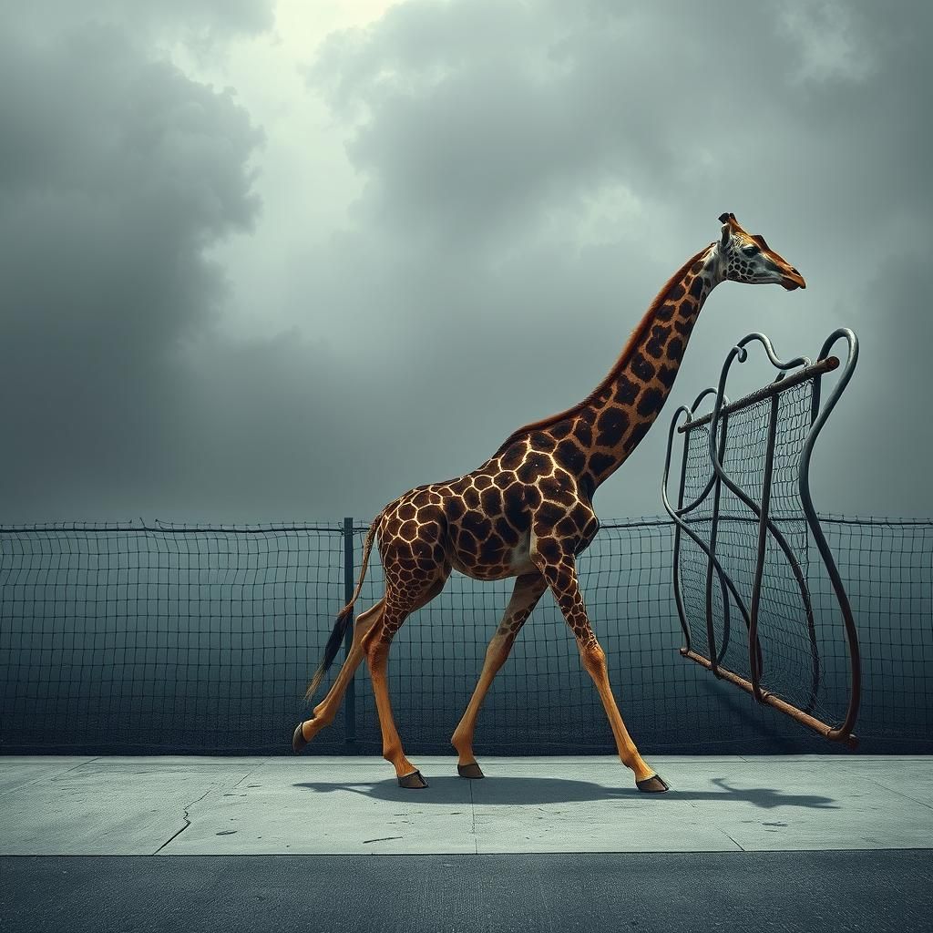 Giraffe in Dystopian Cityscape: Surreal Photography
