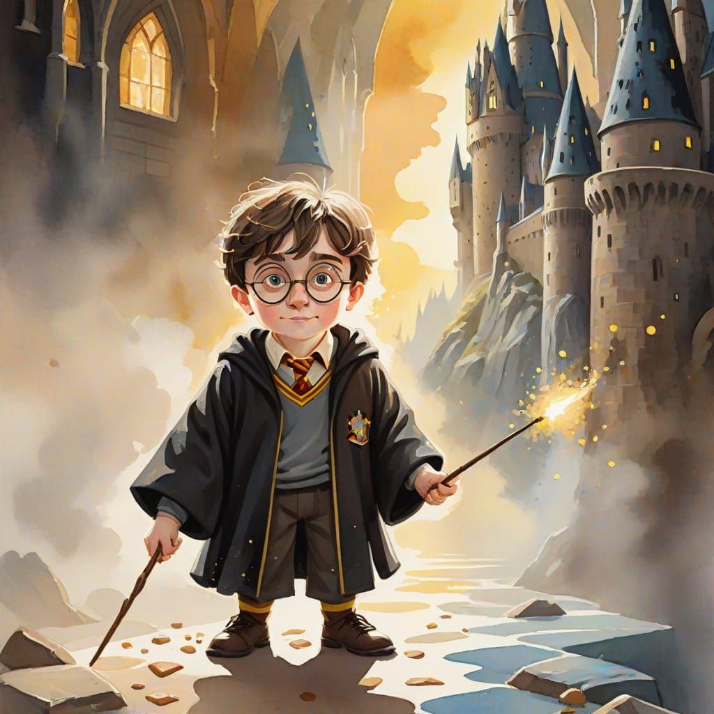 Harry Potter Portrait in Gouache Illustration Style