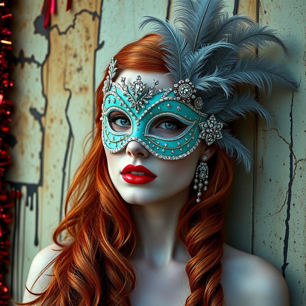 Dramatic Woman in Mask, Cinematic Film Still