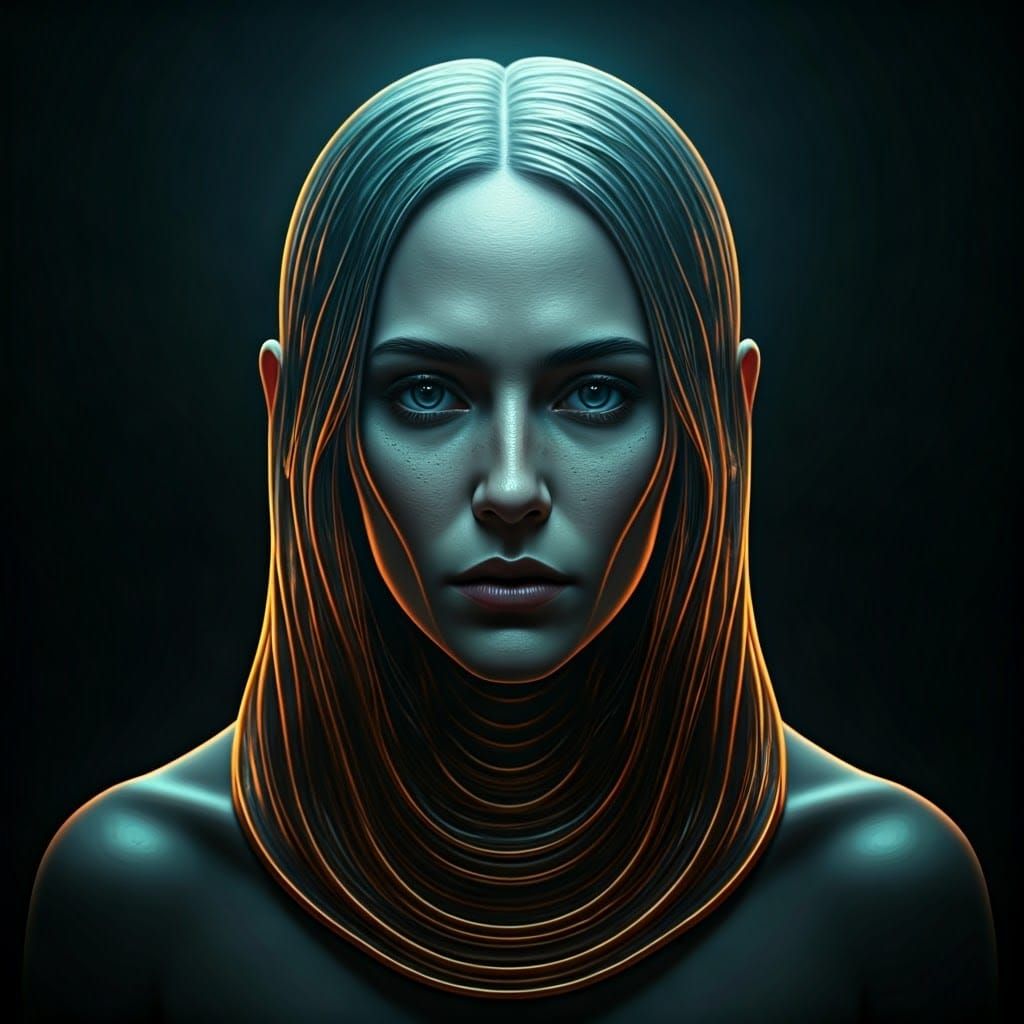 Futuristic Portrait in Harmony with Oceanic Light