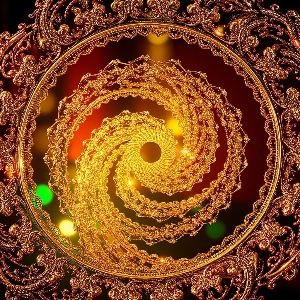 Opulent Filigree Sculpture with Vivid Reflections