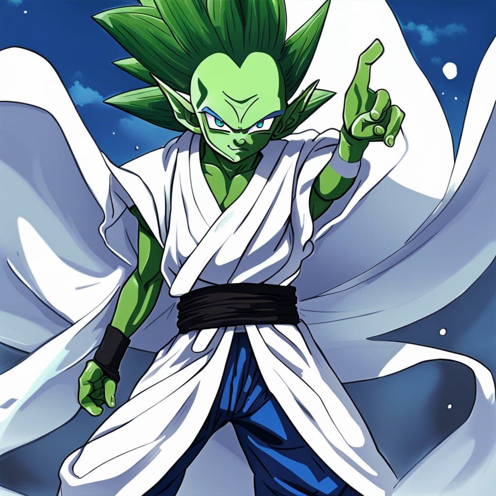Green Namekian in White GI, Anime Style