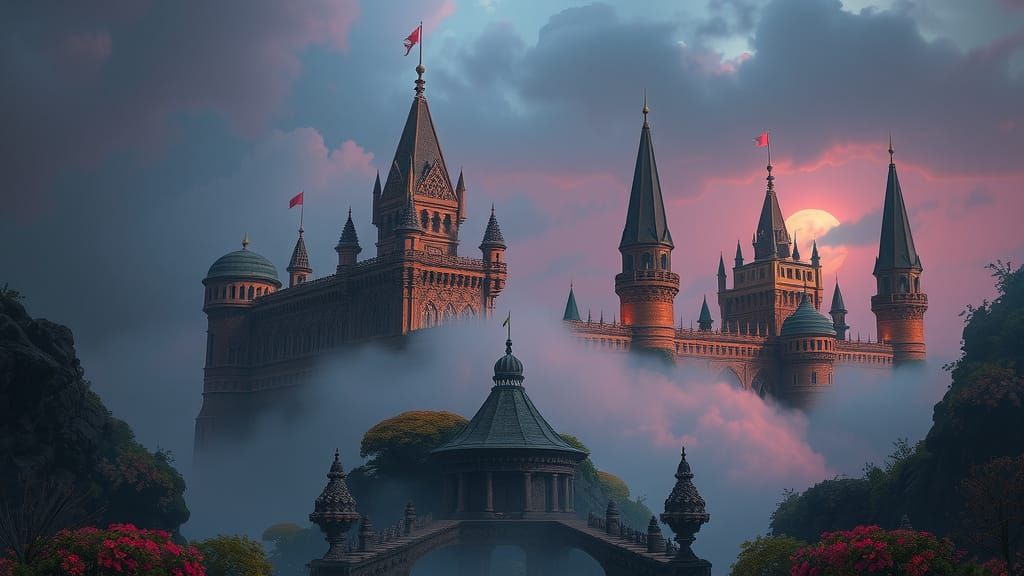 Ethereal Fantasy Realm in Mystical Shrouded Landscape