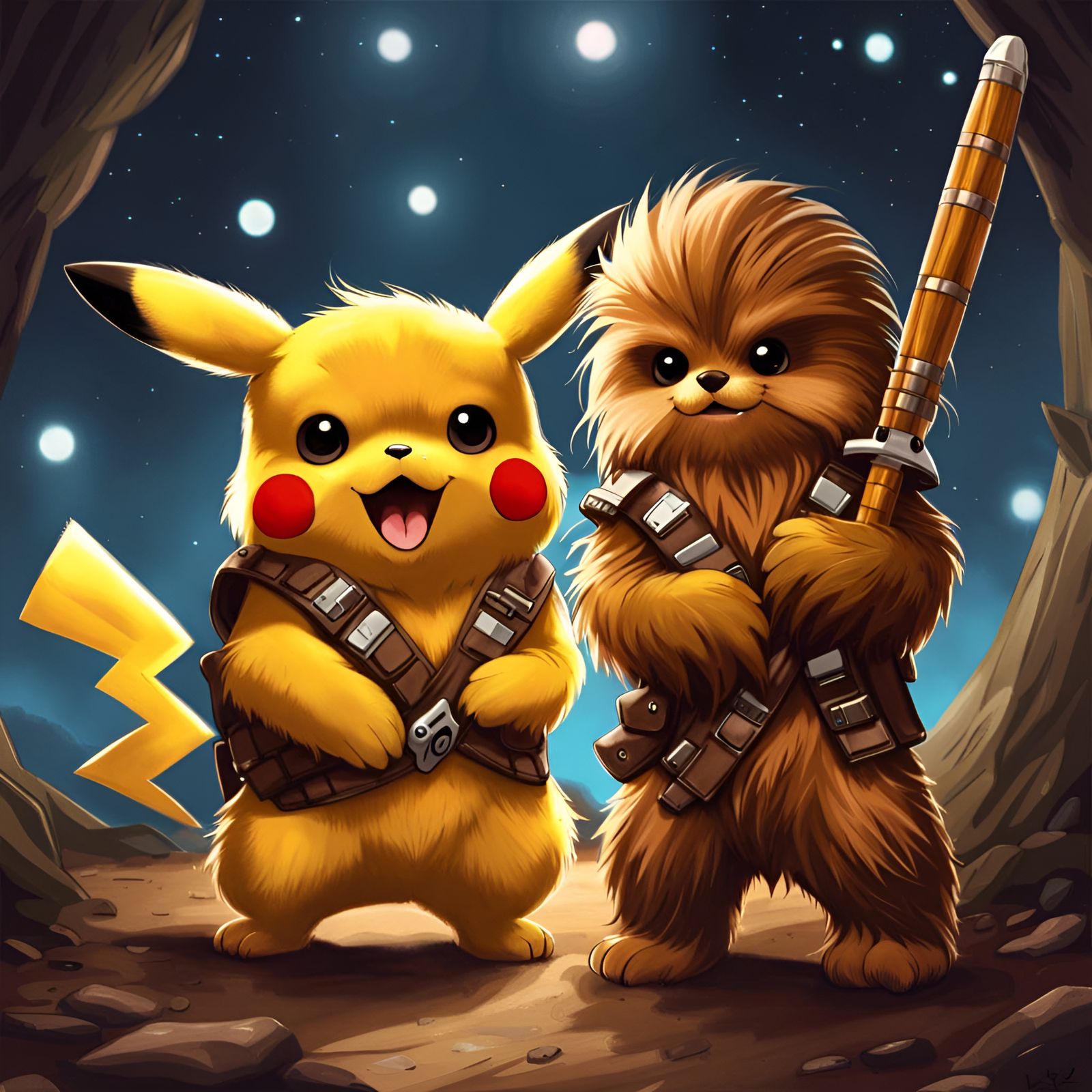 Adorable Pikachu Chewbacca Mashup Character