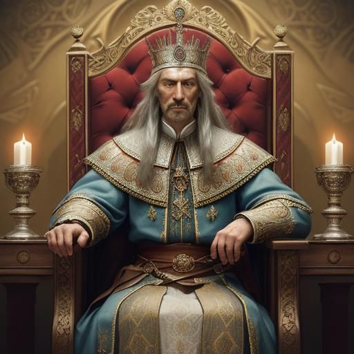 Mieszko I Portrait: Polish Medieval Ruler on Throne
