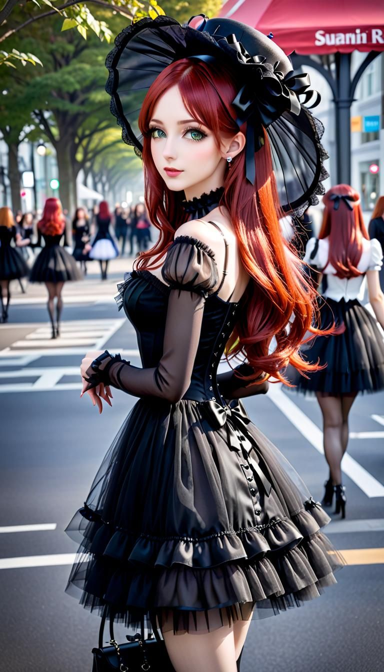 Pretty Woman in Gothic Harajuku Dress, Fashion Shoot