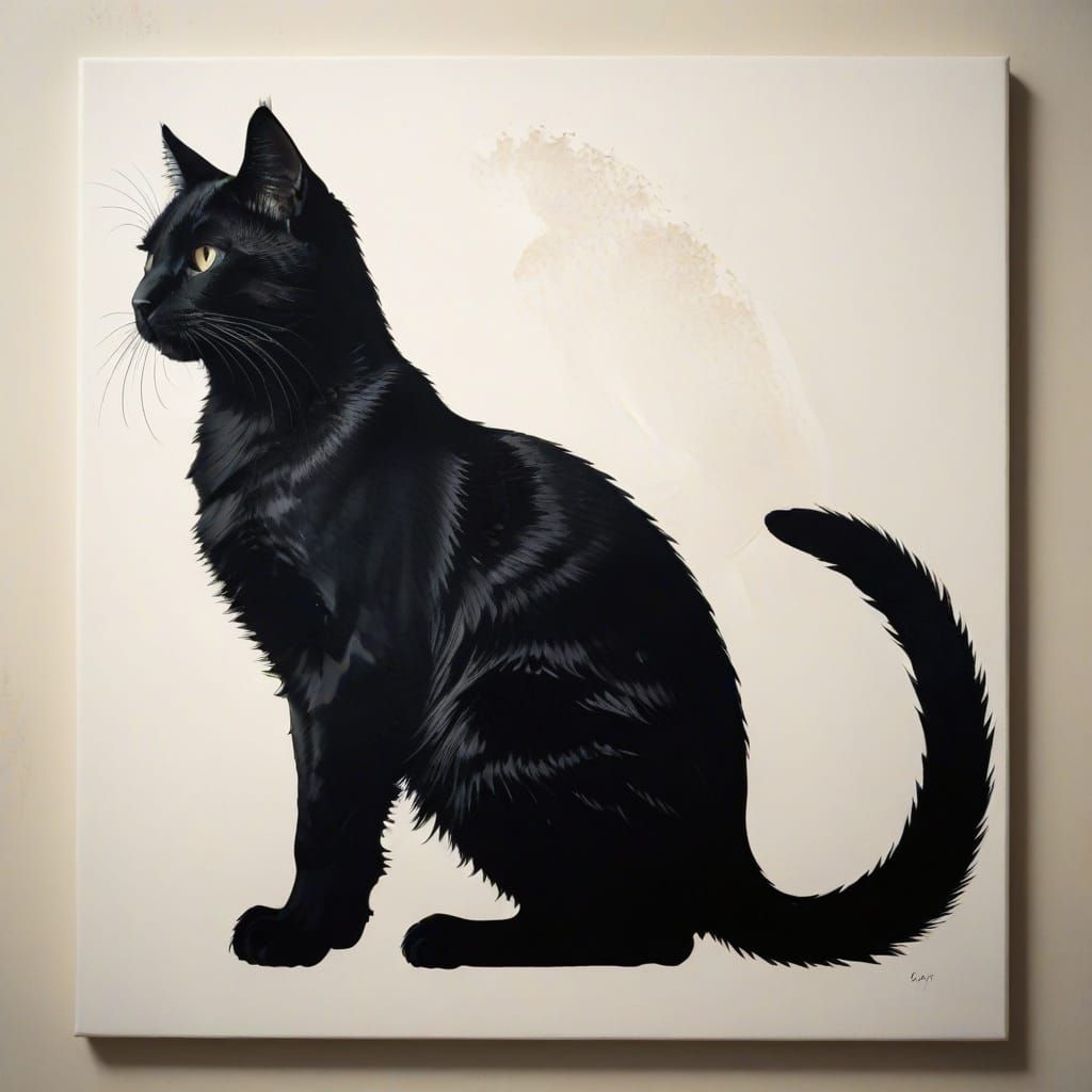 Regal Black Cat Silhouette Stencil in Film Noir