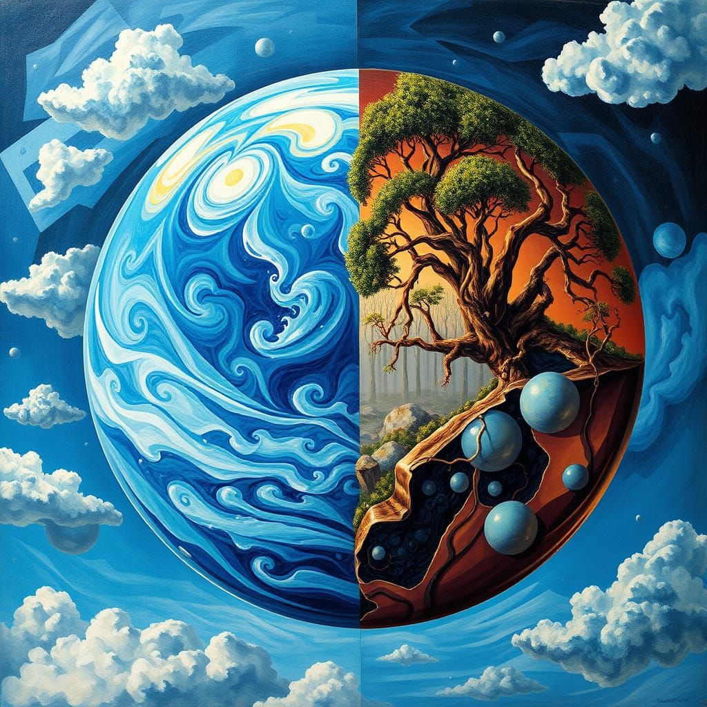 Contrasting Planets in Cubist Style Bubbles