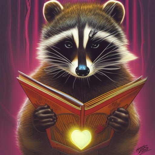Raccoon in Comic Book Art Style