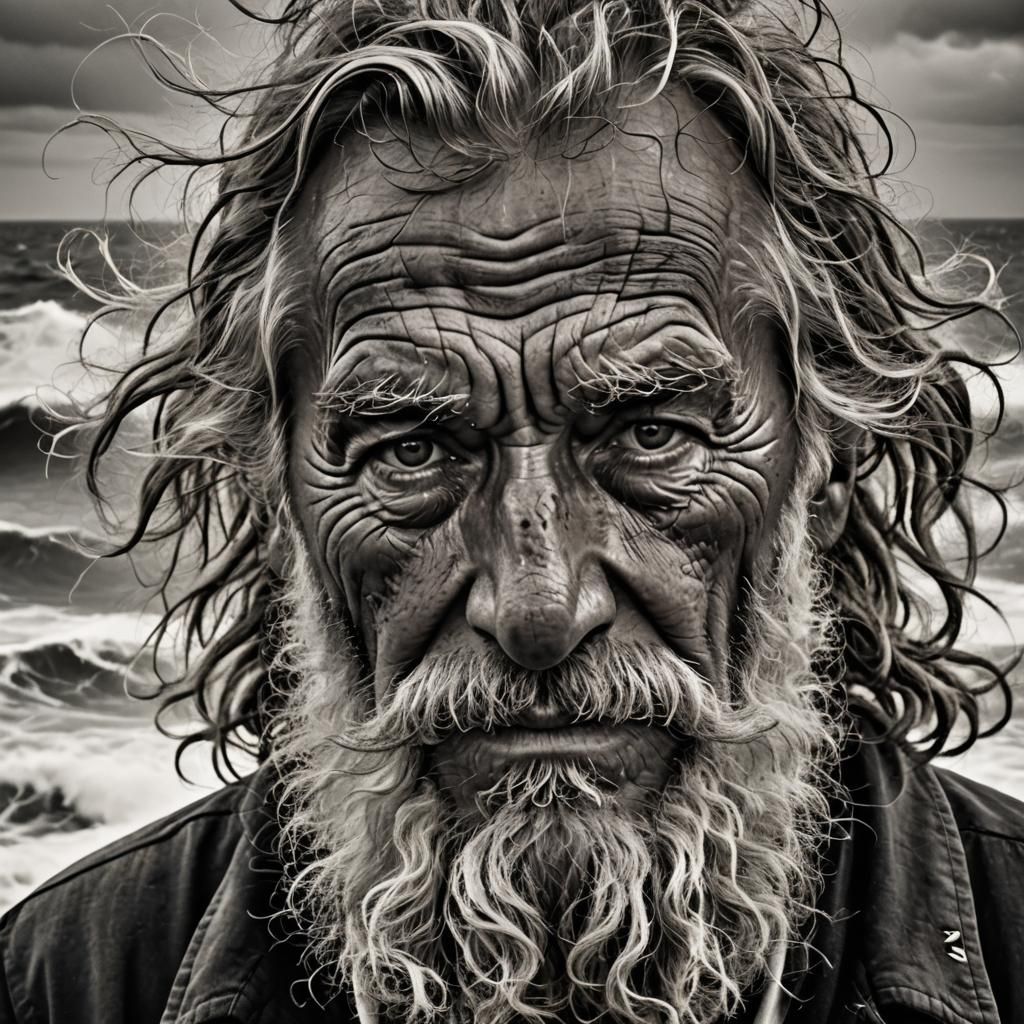Weathered Sailor Portrait: A Life Etched in Time