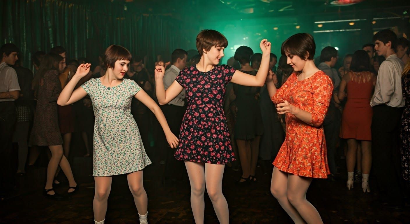 Nightclub Dancers in Gritty 1970s Film Style