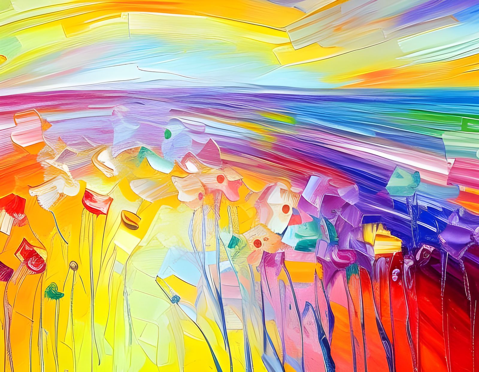 Colorful Neo-Impressionist Painting in Expressionist Style