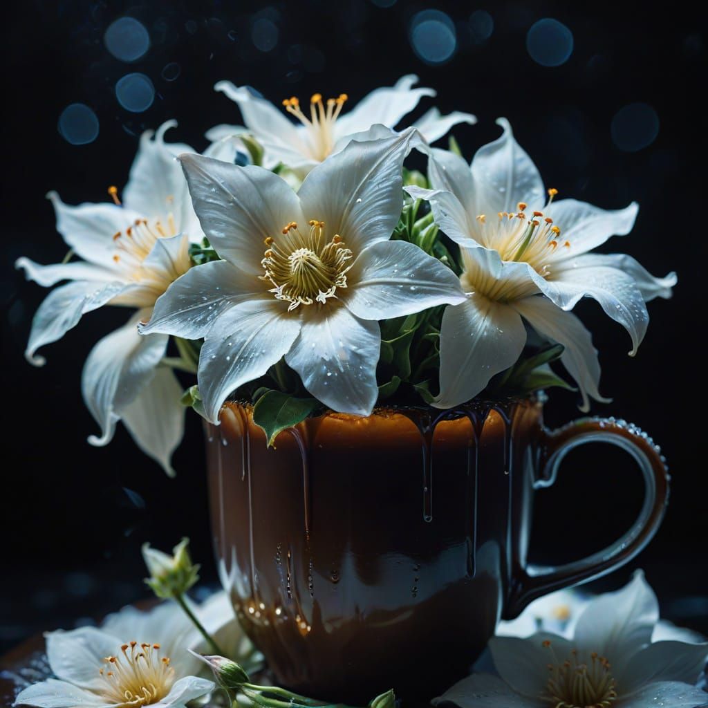 Surreal Moonflowers Bake Cake with Starlight Coffee