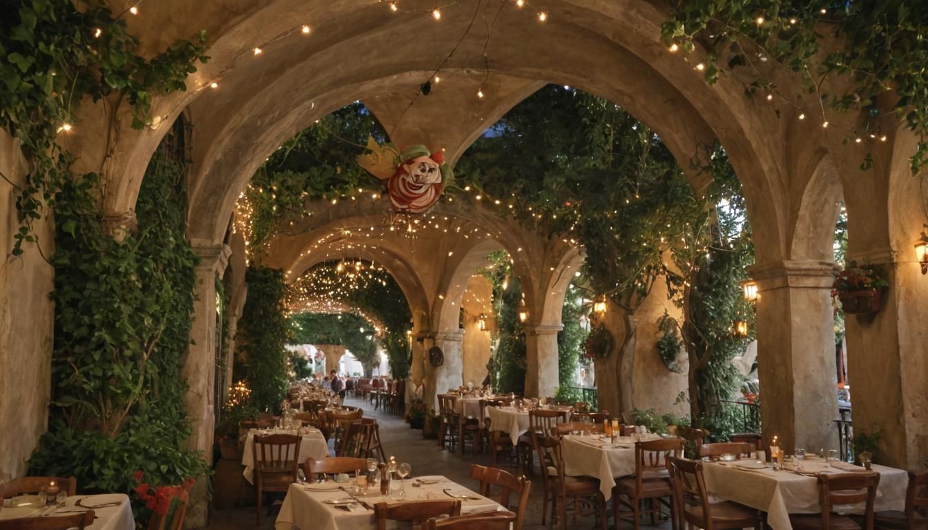 Clown Eats Lasagna at Italian Restaurant