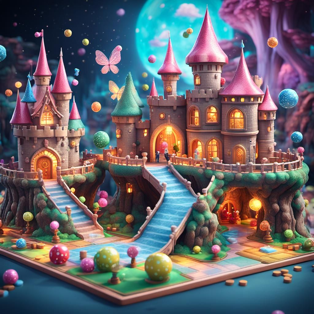 Enchanting Board Game Scene in 3D