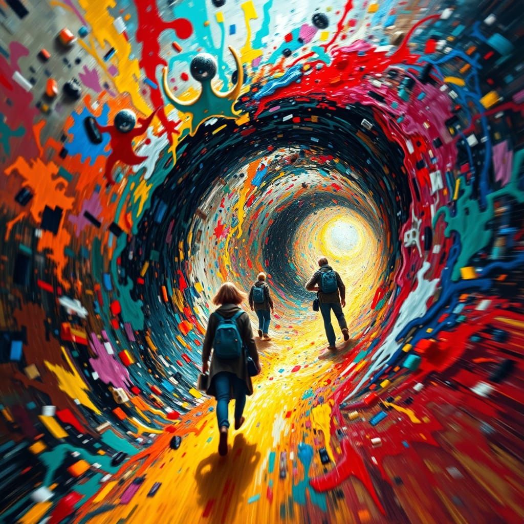 Hyperrealistic Time Travel Odyssey in Abstract Expressionist...