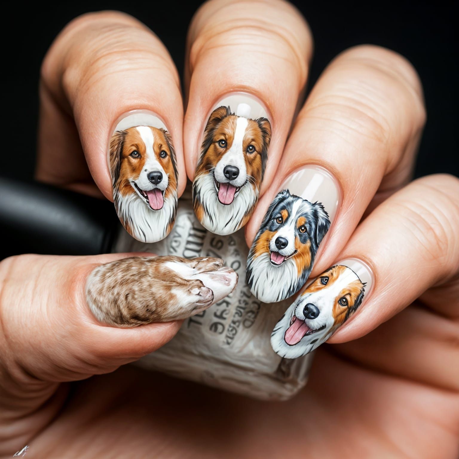 Border Collie and Australian Shepherd Nail Art
