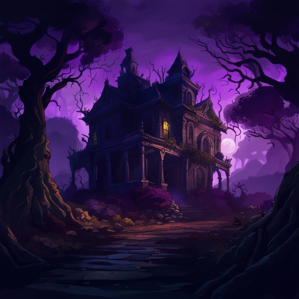 Ominous Haunted House Concept Art in Dark Fantasy Style