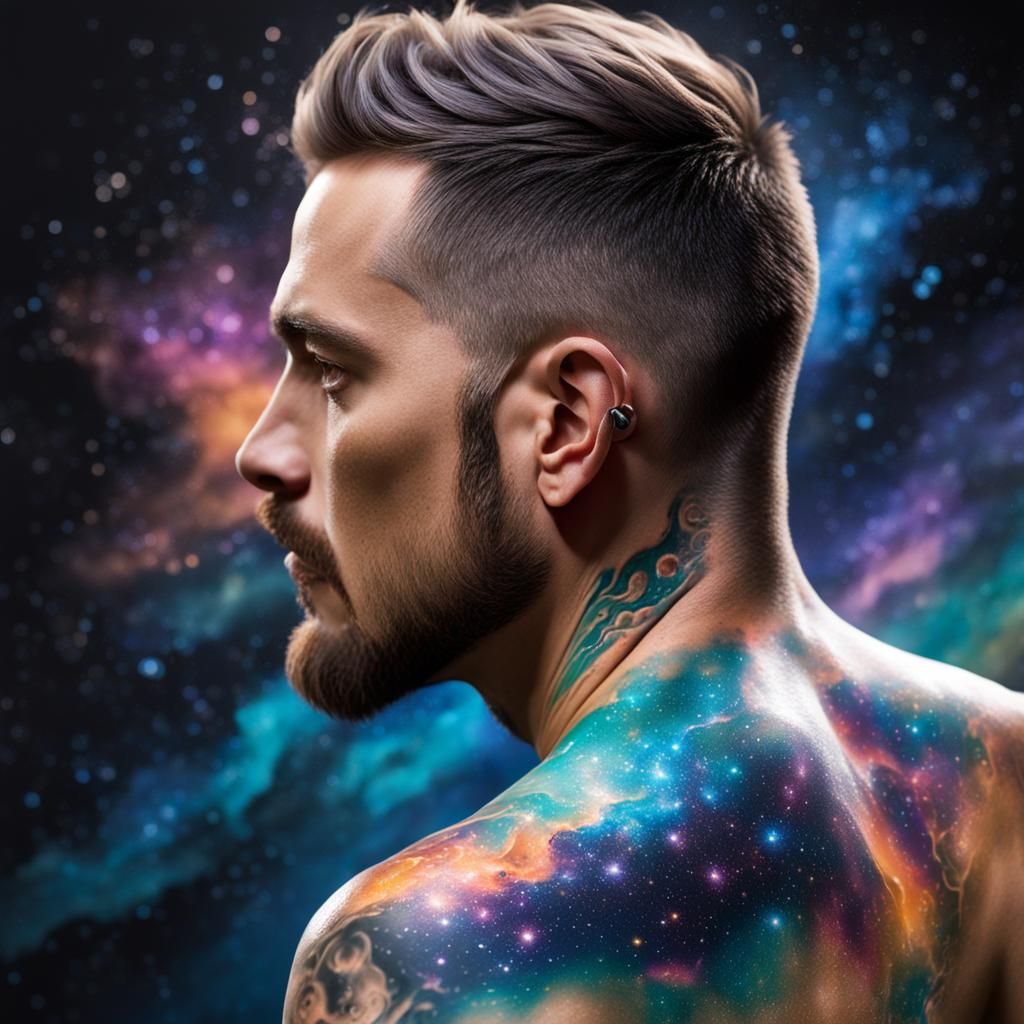 Hyperrealistic Milky Way Tattoo Splash Art