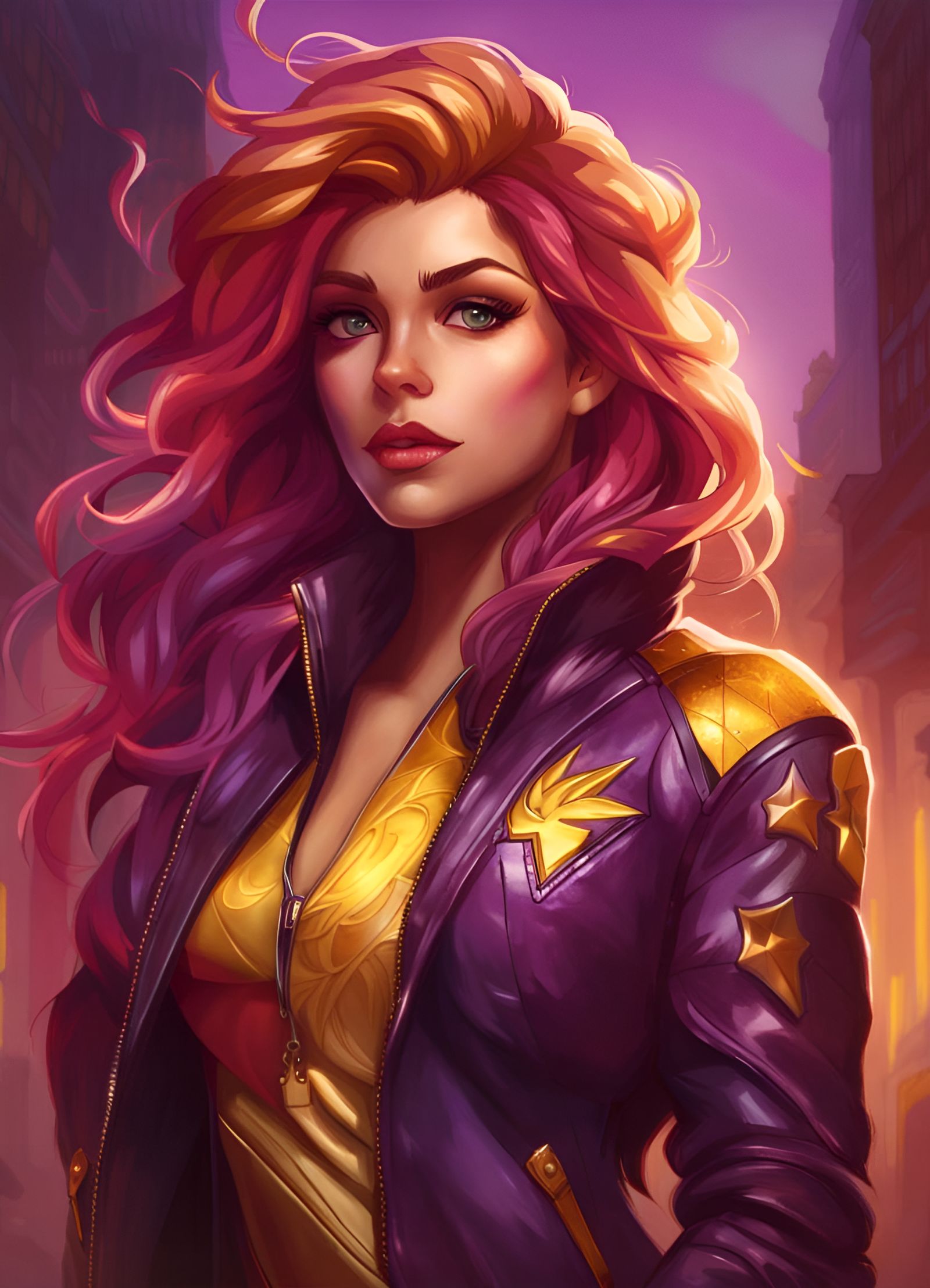 Sunset Shimmer Hyperdetailed Portrait in Gold and Purple