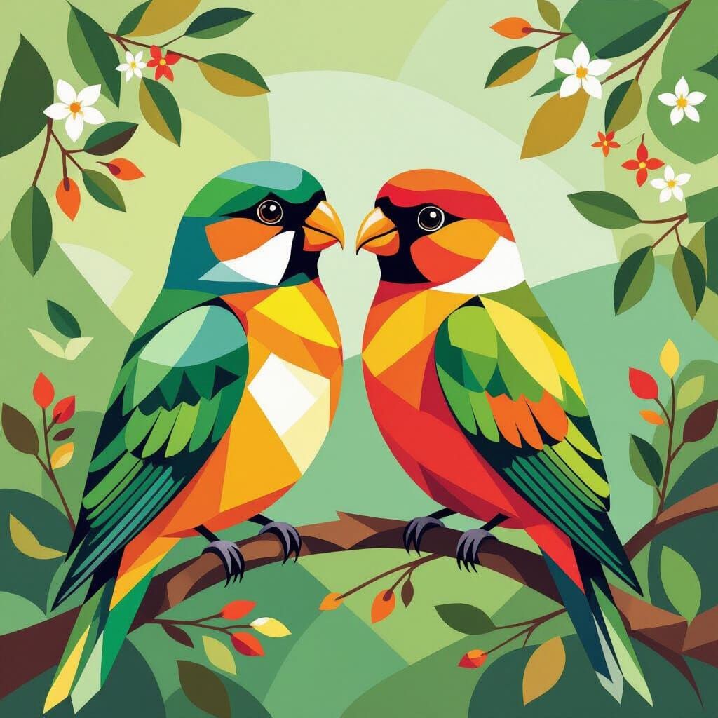 WPAP Lovebirds in Geometric Mosaic