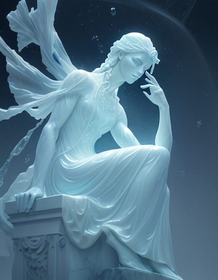 Surreal Statues of Woman Holding Rain on Man Untangling Time