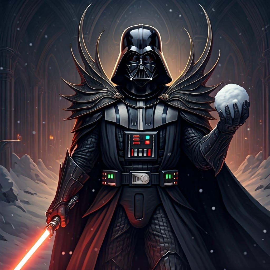 Snowball fight is Darth Vader