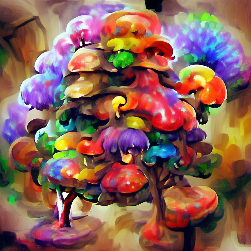 Enchanting Mushroom Tree: AI-Generated Fantasy Art