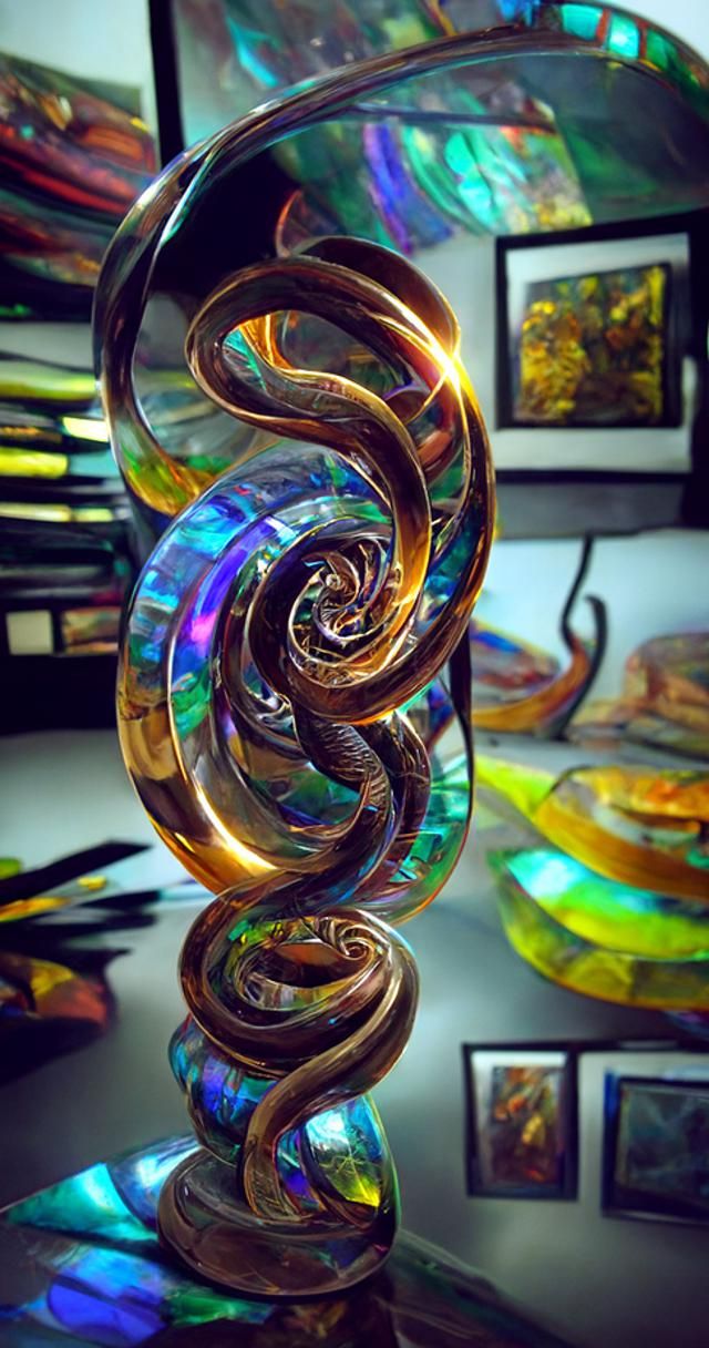 Deep 3D Volumetric Swirl of Glass and Metal