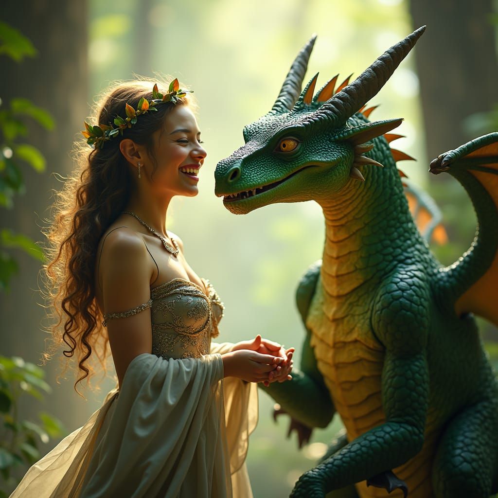 Elf and Dragon Share a Joke: Hyperdetailed Fantasy Art