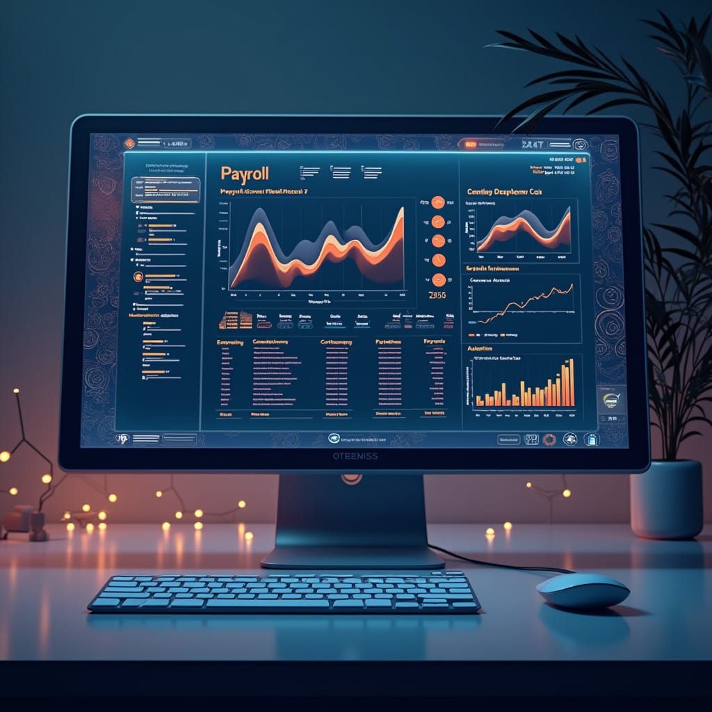 Futuristic Payroll Audit Report on Screen
