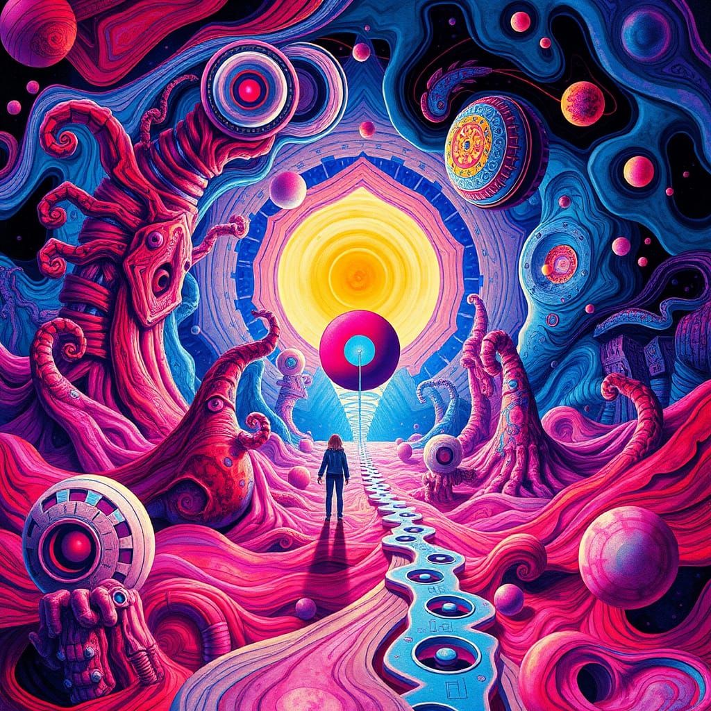 Psychedelic X-Ray Illusion Dreamscape in Surrealist Style