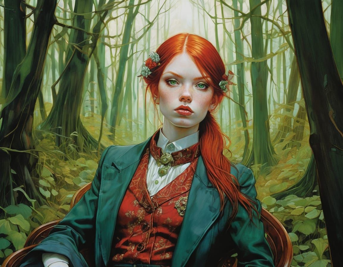 Red Head with Green Eyes by Masters of Art