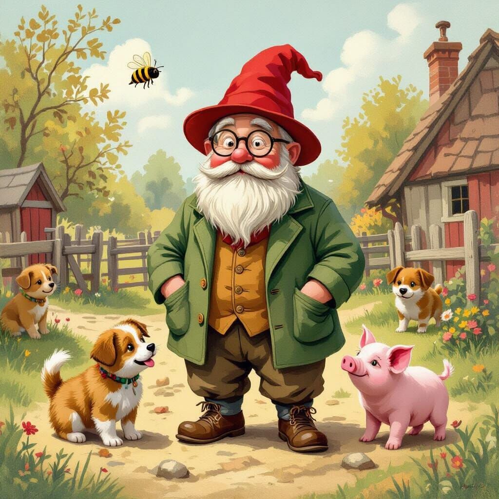 Uncle Gnome's Farmyard Friends: A Whimsical Scene