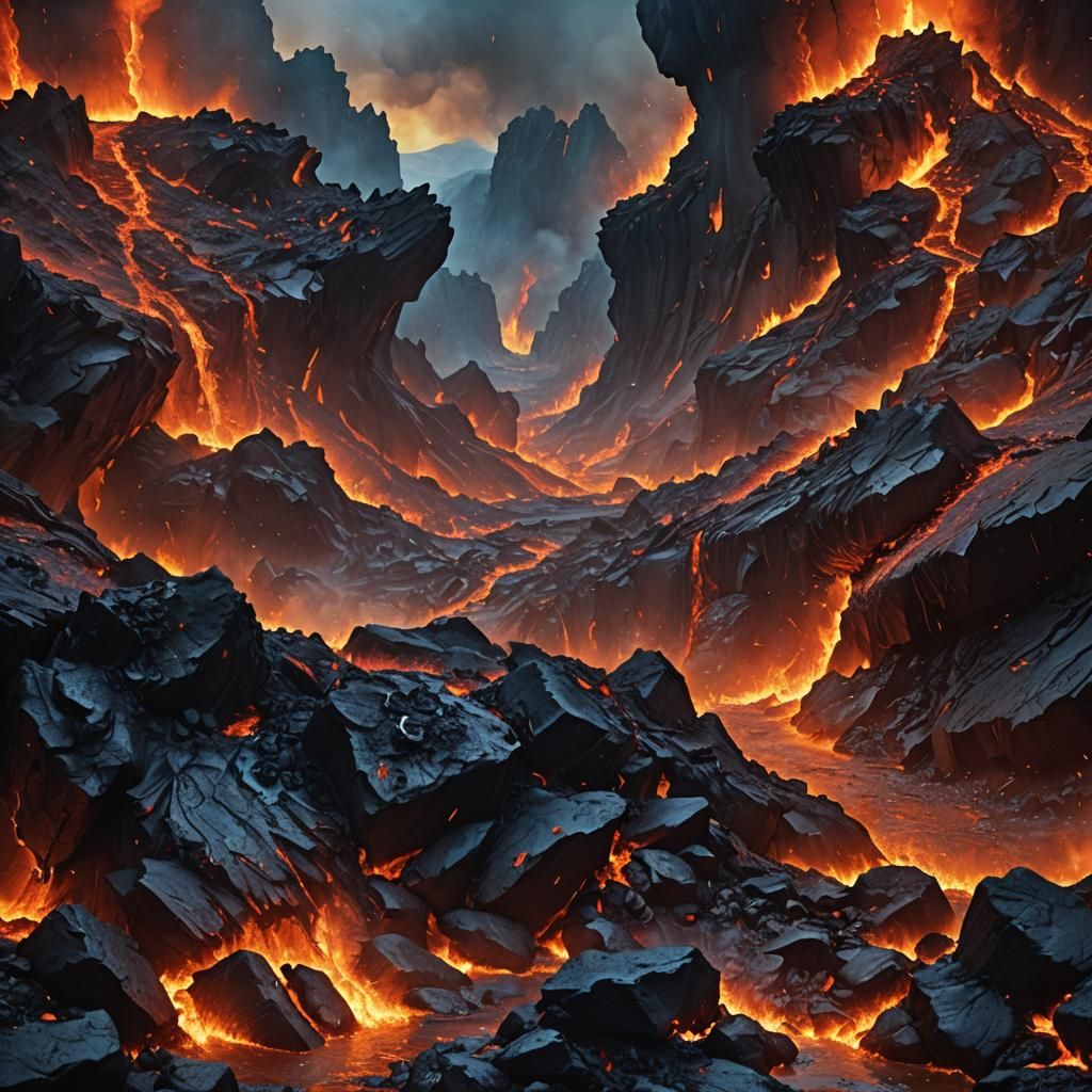 Dante's Inferno: Tormented Soul in Hellish Landscape