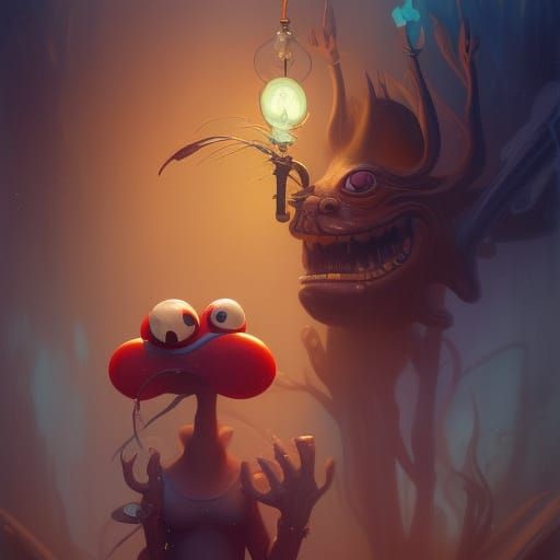 Ren and Stimpy Dark Fantasy Art in 8k