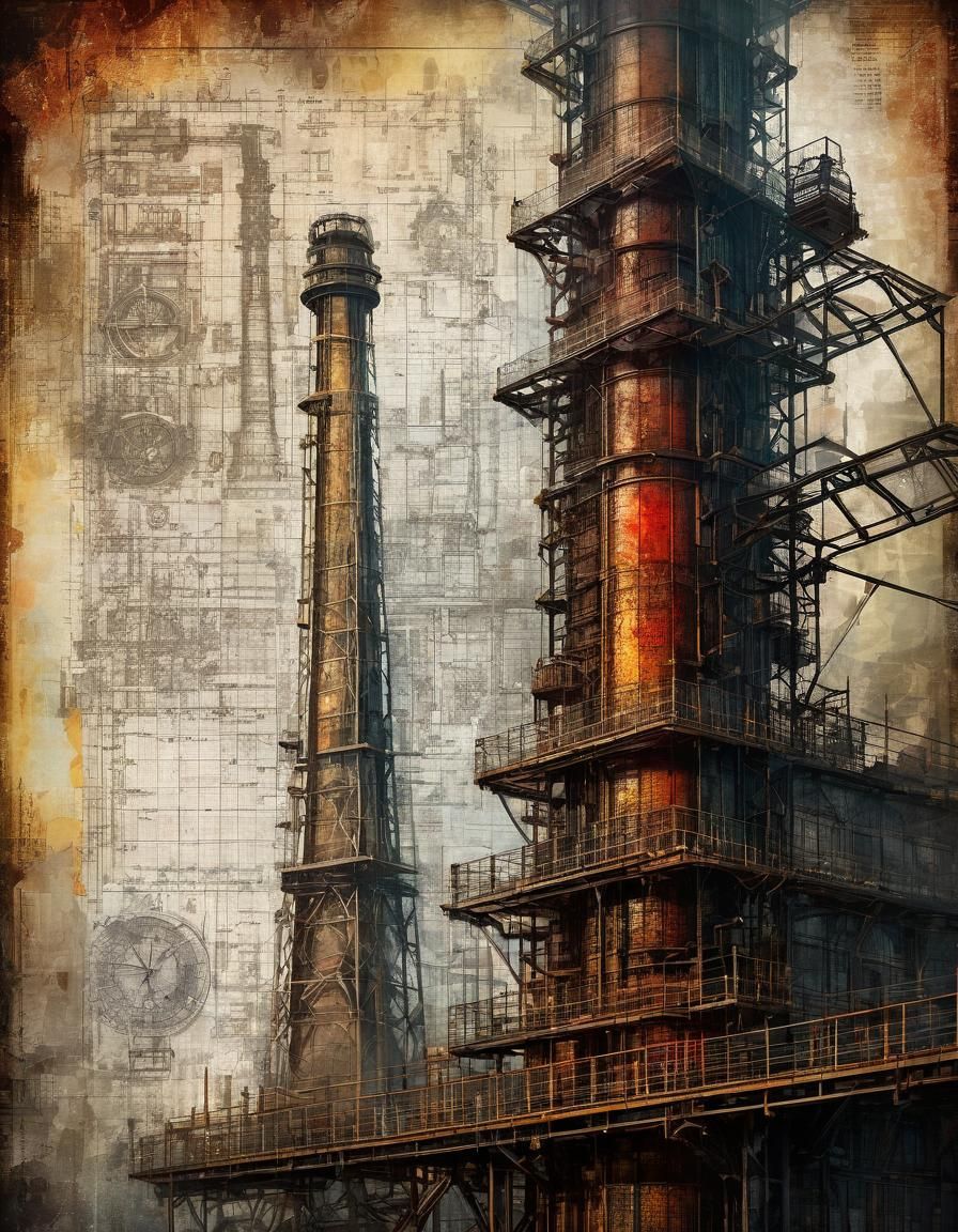 Detailed Smokestack Architectural Concept Art in 3D