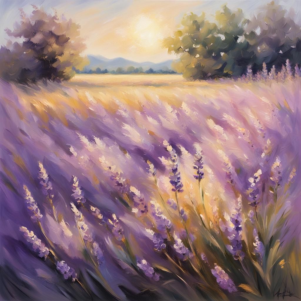 Lavender Field in Impressionist Style