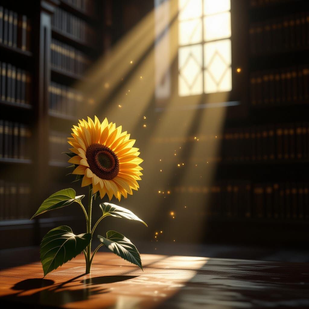 Golden Sunflower Blooms in Baroque Style Library