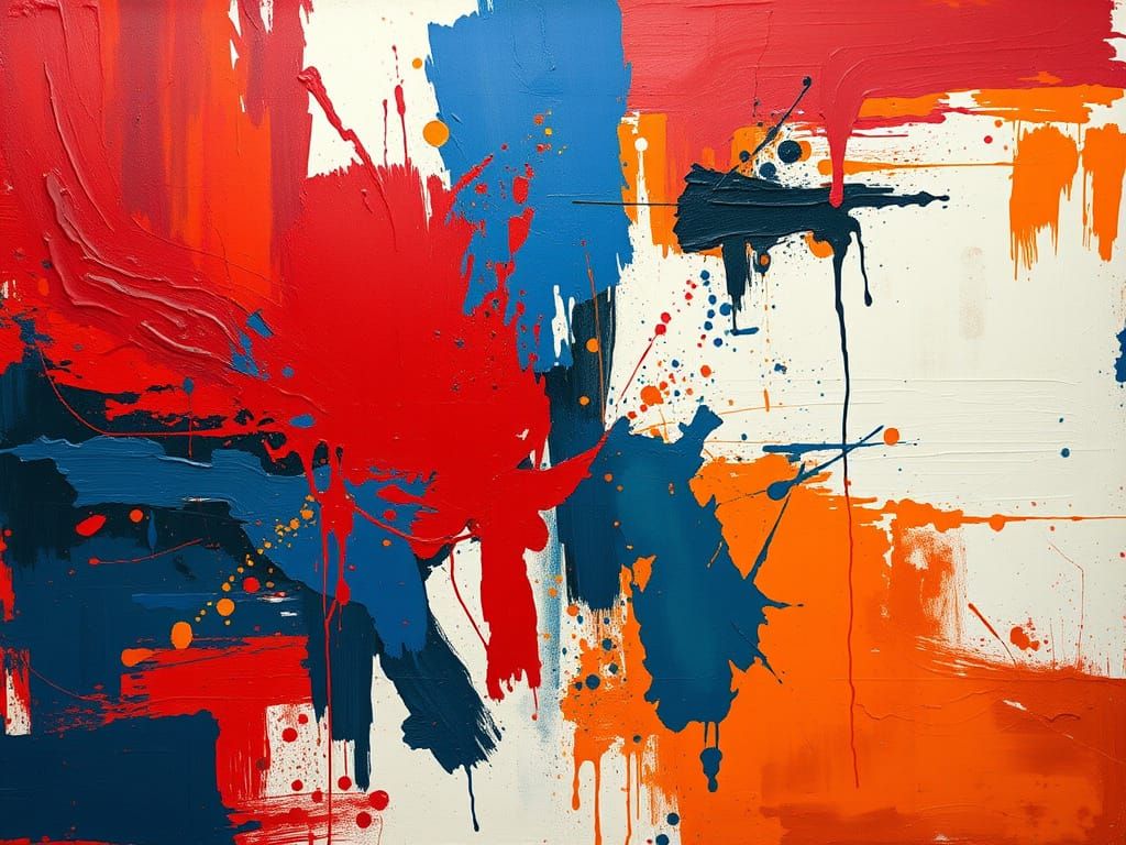 Abstract Expressionist Painting with Ghostly Figure