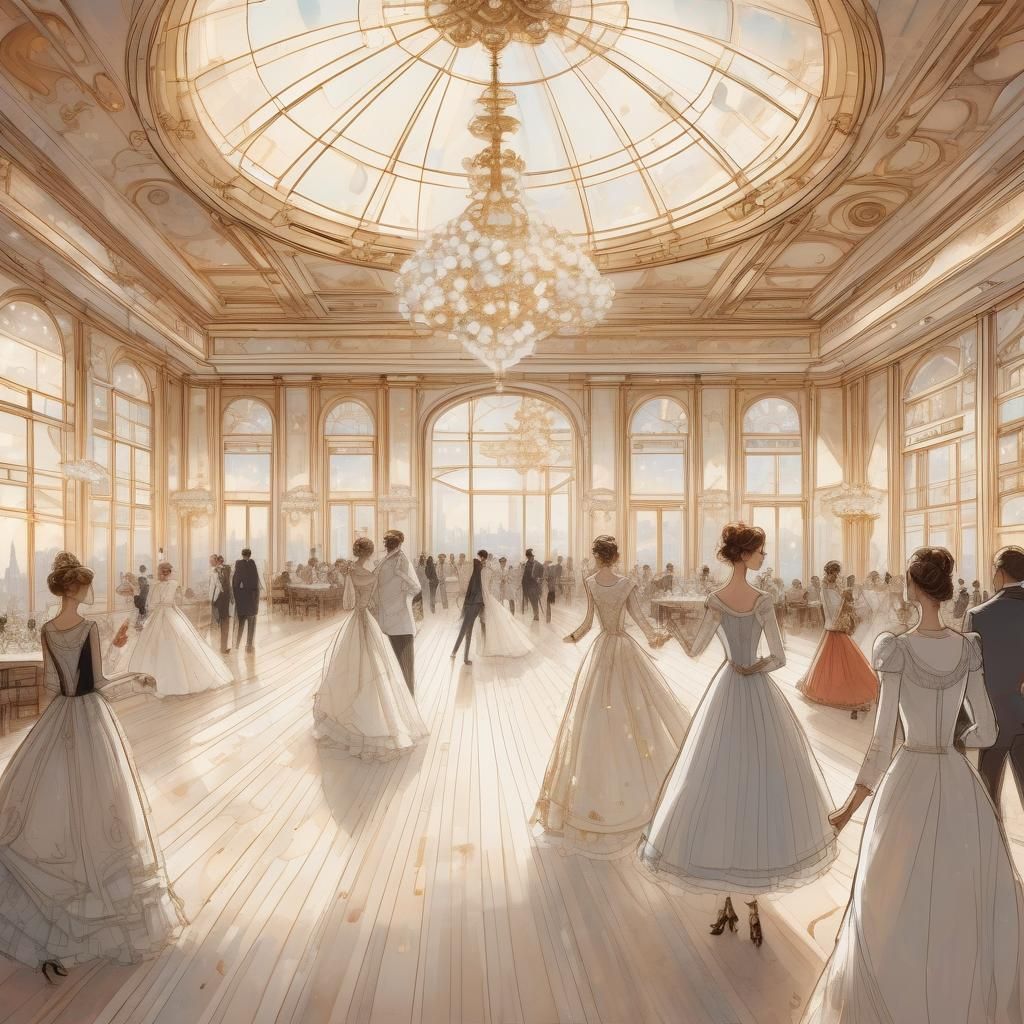 Ivory Ballroom Masquerade with Steampunk Silhouettes