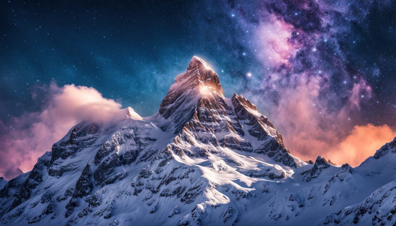 Swiss Alps Under A Nebula Sky